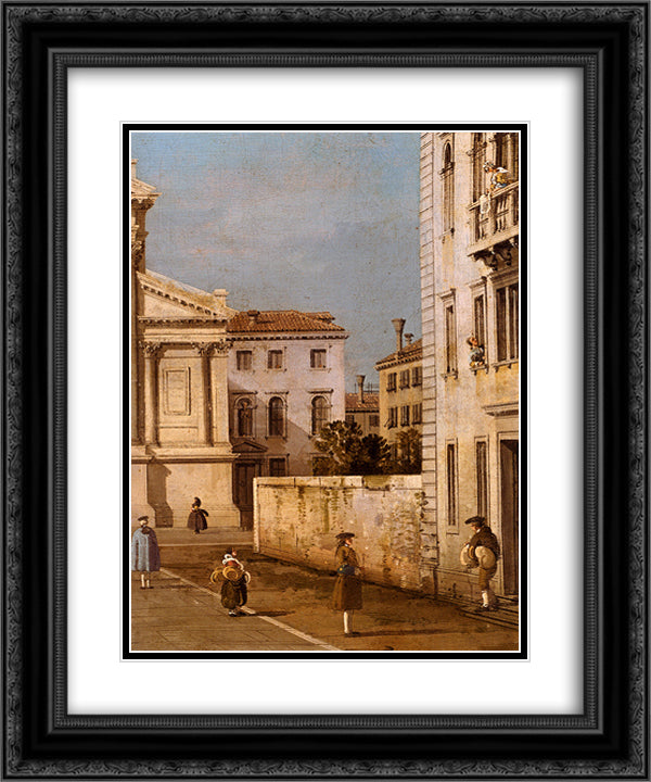 San Francesco della Vigna, Church And Campo 20x24 Black Ornate Wood Framed Art Print Poster with Double Matting by Canaletto