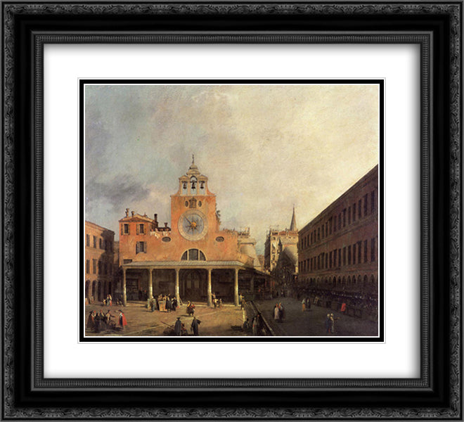 San Giacomo de Rialto 22x20 Black Ornate Wood Framed Art Print Poster with Double Matting by Canaletto