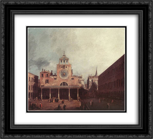 San Giacomo di Rialto 22x20 Black Ornate Wood Framed Art Print Poster with Double Matting by Canaletto