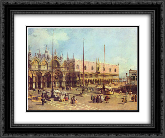 San Marco Square (Venice) 24x20 Black Ornate Wood Framed Art Print Poster with Double Matting by Canaletto