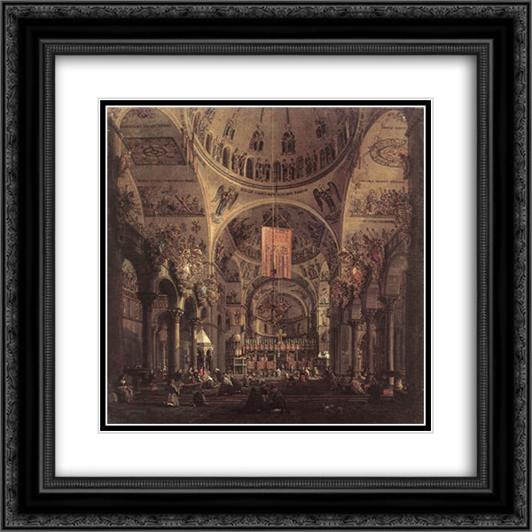 San Marco the Interior 20x20 Black Ornate Wood Framed Art Print Poster with Double Matting by Canaletto