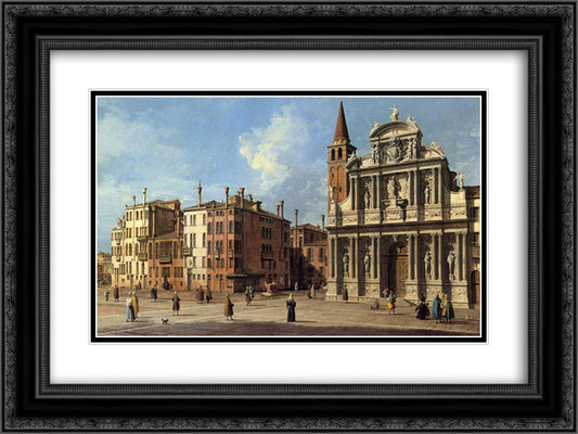 Santa Maria Zobenigo 24x18 Black Ornate Wood Framed Art Print Poster with Double Matting by Canaletto