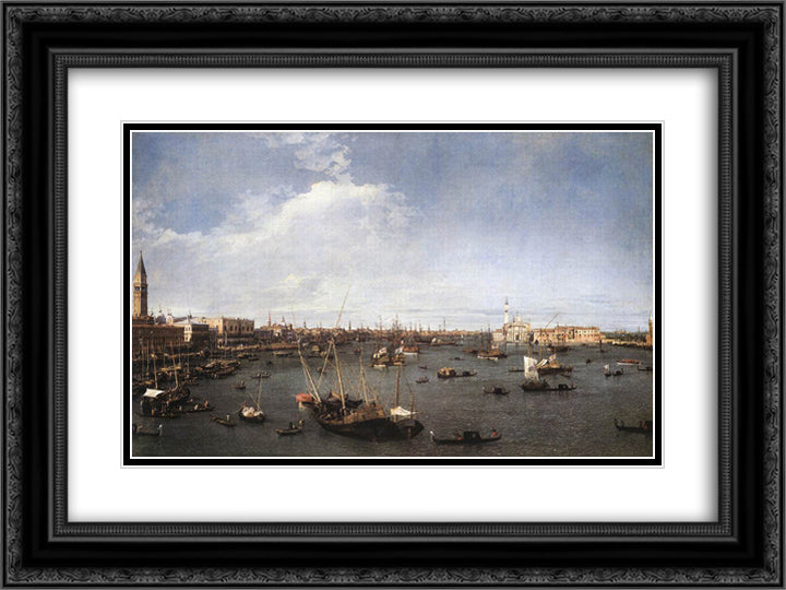 St. Mark's Basin 24x18 Black Ornate Wood Framed Art Print Poster with Double Matting by Canaletto