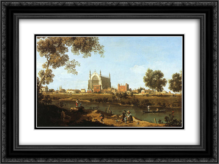 The Chapel of Eton College 24x18 Black Ornate Wood Framed Art Print Poster with Double Matting by Canaletto