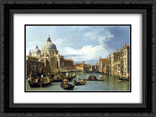 The Grand Canal and the Church of the Salute 24x18 Black Ornate Wood Framed Art Print Poster with Double Matting by Canaletto