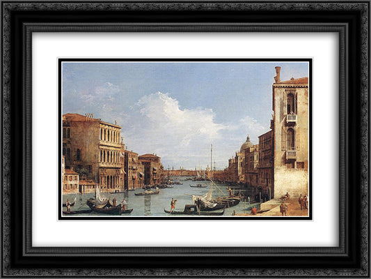 The Grand Canal from Campo San Vio towards the Bacino 24x18 Black Ornate Wood Framed Art Print Poster with Double Matting by Canaletto