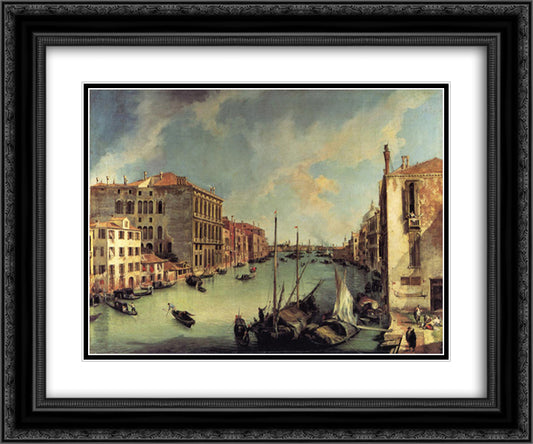 The Grand Canal from the Campo San Vio, Venice 24x20 Black Ornate Wood Framed Art Print Poster with Double Matting by Canaletto