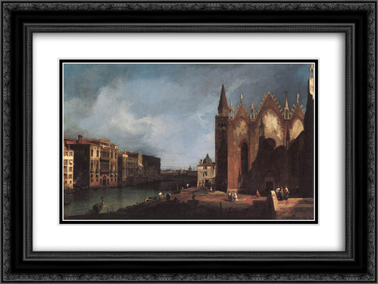 The Grand Canal near San Maria della Carita 24x18 Black Ornate Wood Framed Art Print Poster with Double Matting by Canaletto