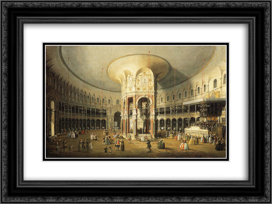 The Interior of the Rotunda, Ranelagh Gardens 24x18 Black Ornate Wood Framed Art Print Poster with Double Matting by Canaletto