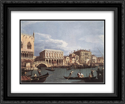 The Molo and the Riva degli Schiavoni from the St. Mark's Basin 24x20 Black Ornate Wood Framed Art Print Poster with Double Matting by Canaletto