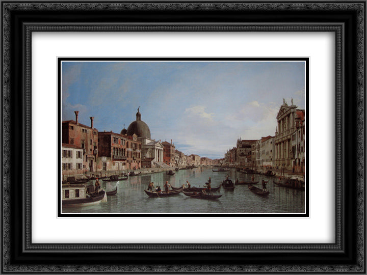 The Upper Reaches of the Grand Canal with S. Simeone Piccolo 24x18 Black Ornate Wood Framed Art Print Poster with Double Matting by Canaletto