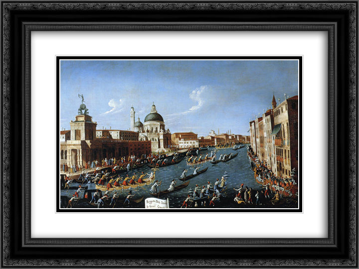 The Women s Regaton the Grand Canal 24x18 Black Ornate Wood Framed Art Print Poster with Double Matting by Canaletto