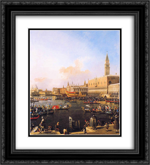 Venice, Bacino di San Marco on Ascension Day 20x22 Black Ornate Wood Framed Art Print Poster with Double Matting by Canaletto