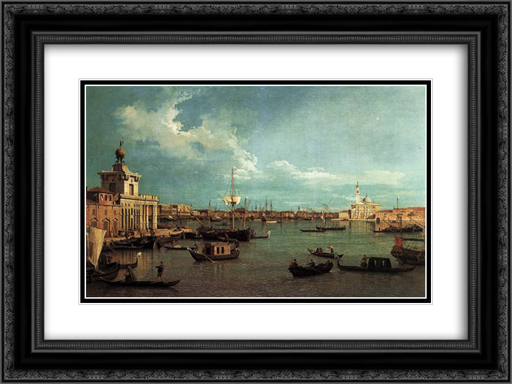 Venice The Basin from the Giudecca 24x18 Black Ornate Wood Framed Art Print Poster with Double Matting by Canaletto