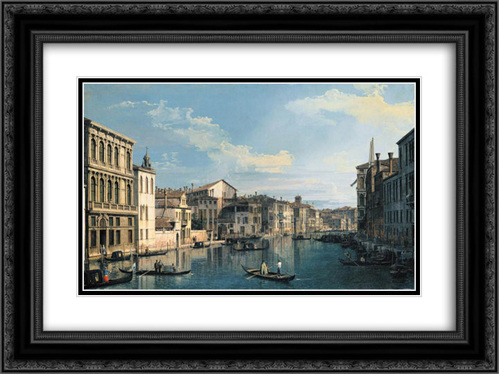 Venice The Grand Canal from Palazzo Flangini to the Church of San Marcuola 24x18 Black Ornate Wood Framed Art Print Poster with Double Matting by Canaletto