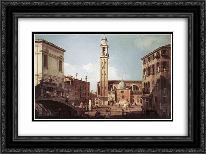 View of Campo Santi Apostoli 24x18 Black Ornate Wood Framed Art Print Poster with Double Matting by Canaletto