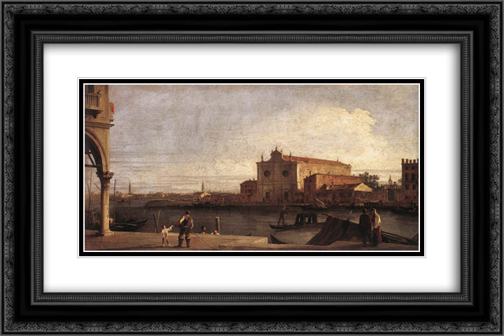 View of San Giovanni dei Battuti at Murano 24x16 Black Ornate Wood Framed Art Print Poster with Double Matting by Canaletto