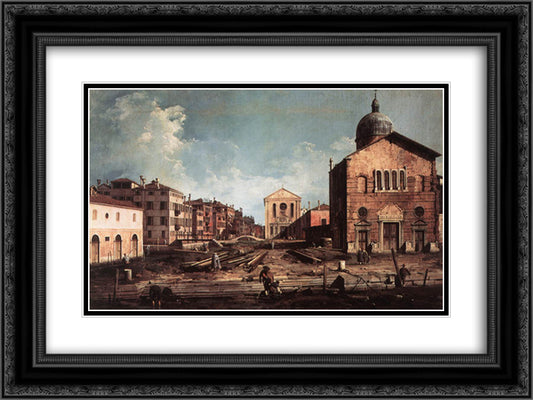 View of San Giuseppe di Castello 24x18 Black Ornate Wood Framed Art Print Poster with Double Matting by Canaletto