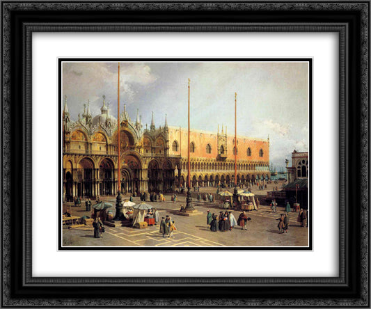 View of the Church and the Doge s Palace from the Procuratie Vecchie 24x20 Black Ornate Wood Framed Art Print Poster with Double Matting by Canaletto