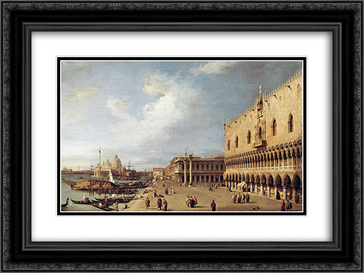 View of the Ducal Palace 24x18 Black Ornate Wood Framed Art Print Poster with Double Matting by Canaletto