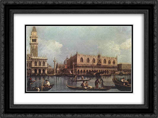 View of the St. Mark's Basin 24x18 Black Ornate Wood Framed Art Print Poster with Double Matting by Canaletto