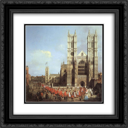 Westminster Abbey, with a Procession of Knights of the Bath 20x20 Black Ornate Wood Framed Art Print Poster with Double Matting by Canaletto