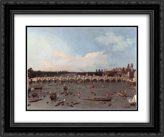 Westminster Bridge from the north on Lord Mayor's Day 24x20 Black Ornate Wood Framed Art Print Poster with Double Matting by Canaletto