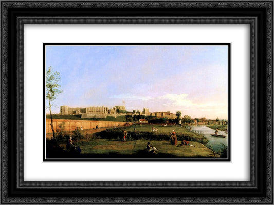 Windsor Castle 24x18 Black Ornate Wood Framed Art Print Poster with Double Matting by Canaletto