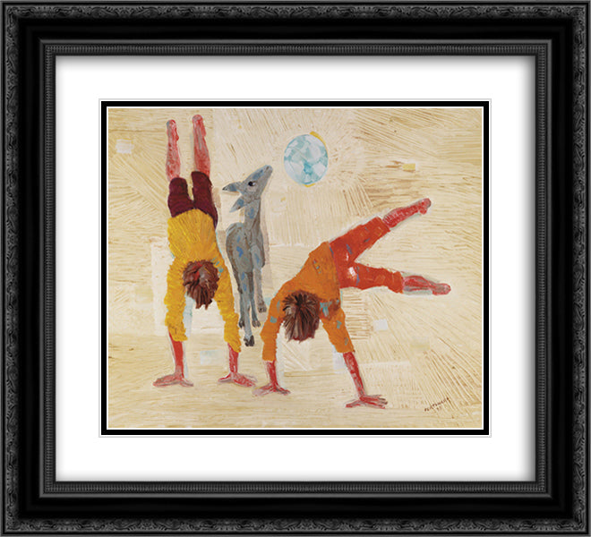 Boys Playing 22x20 Black Ornate Wood Framed Art Print Poster with Double Matting by Portinari, Candido