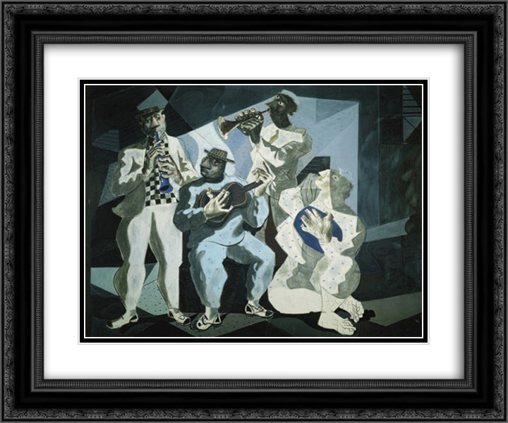 Chorinho 24x20 Black Ornate Wood Framed Art Print Poster with Double Matting by Portinari, Candido