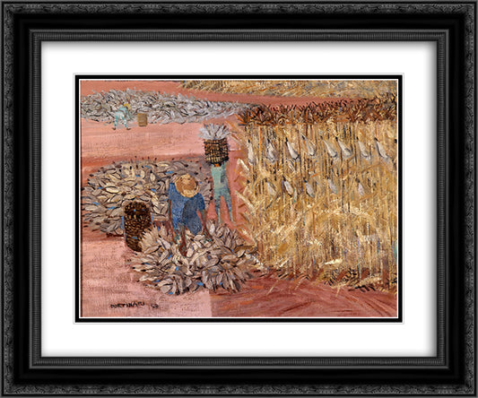 Corn harvest 24x20 Black Ornate Wood Framed Art Print Poster with Double Matting by Portinari, Candido