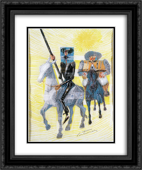 Dom Quixote e Sancho Panca Saindo para Suas Aventuras 20x24 Black Ornate Wood Framed Art Print Poster with Double Matting by Portinari, Candido