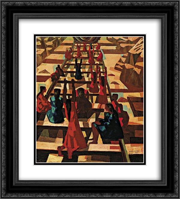 Greve 20x22 Black Ornate Wood Framed Art Print Poster with Double Matting by Portinari, Candido