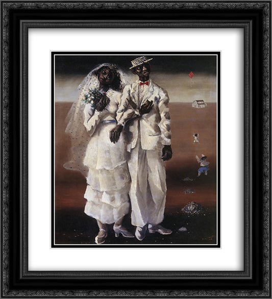 Marriage on the farm 20x22 Black Ornate Wood Framed Art Print Poster with Double Matting by Portinari, Candido