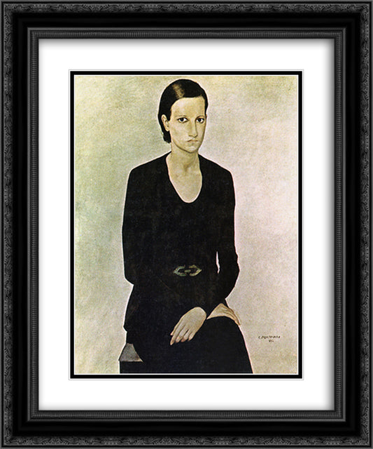 Retrato de Maria 20x24 Black Ornate Wood Framed Art Print Poster with Double Matting by Portinari, Candido