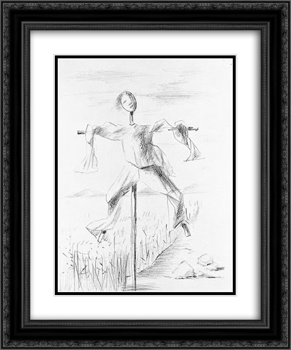 Scarecrow 20x24 Black Ornate Wood Framed Art Print Poster with Double Matting by Portinari, Candido