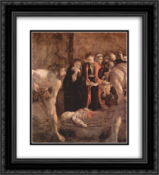 Burial of Saint Lucy 20x22 Black Ornate Wood Framed Art Print Poster with Double Matting by Caravaggio