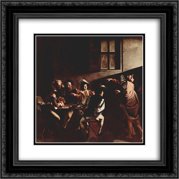 Calling of Saint Matthew 20x20 Black Ornate Wood Framed Art Print Poster with Double Matting by Caravaggio