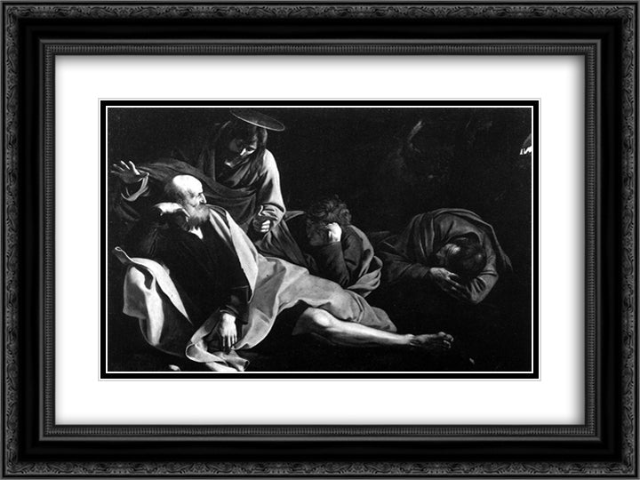 Christ on the Mount of Olives 24x18 Black Ornate Wood Framed Art Print Poster with Double Matting by Caravaggio