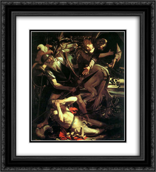 Conversion of Saint Paul 20x22 Black Ornate Wood Framed Art Print Poster with Double Matting by Caravaggio