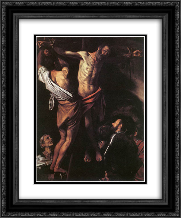 Crucifixion of Saint Andrew 20x24 Black Ornate Wood Framed Art Print Poster with Double Matting by Caravaggio