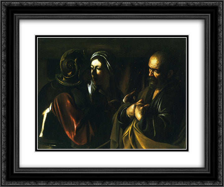 Denial of Saint Peter 24x20 Black Ornate Wood Framed Art Print Poster with Double Matting by Caravaggio