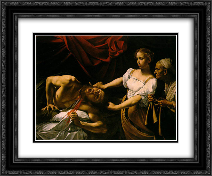 Judith Beheading Holofernes 24x20 Black Ornate Wood Framed Art Print Poster with Double Matting by Caravaggio