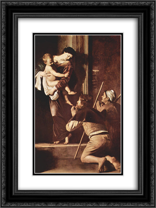 Madonna of Loreto 18x24 Black Ornate Wood Framed Art Print Poster with Double Matting by Caravaggio