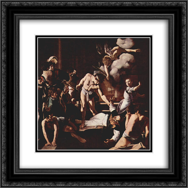 Martyrdom of Saint Matthew 20x20 Black Ornate Wood Framed Art Print Poster with Double Matting by Caravaggio