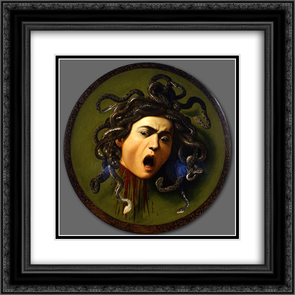 Medusa 20x20 Black Ornate Wood Framed Art Print Poster with Double Matting by Caravaggio