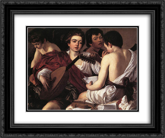 Musicians 24x20 Black Ornate Wood Framed Art Print Poster with Double Matting by Caravaggio