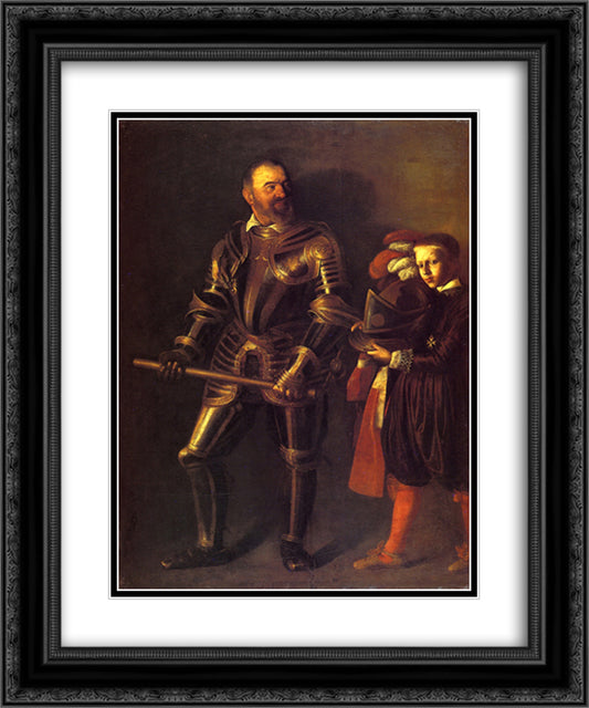 Portrait of Alof de Wignacourt and his Page 20x24 Black Ornate Wood Framed Art Print Poster with Double Matting by Caravaggio