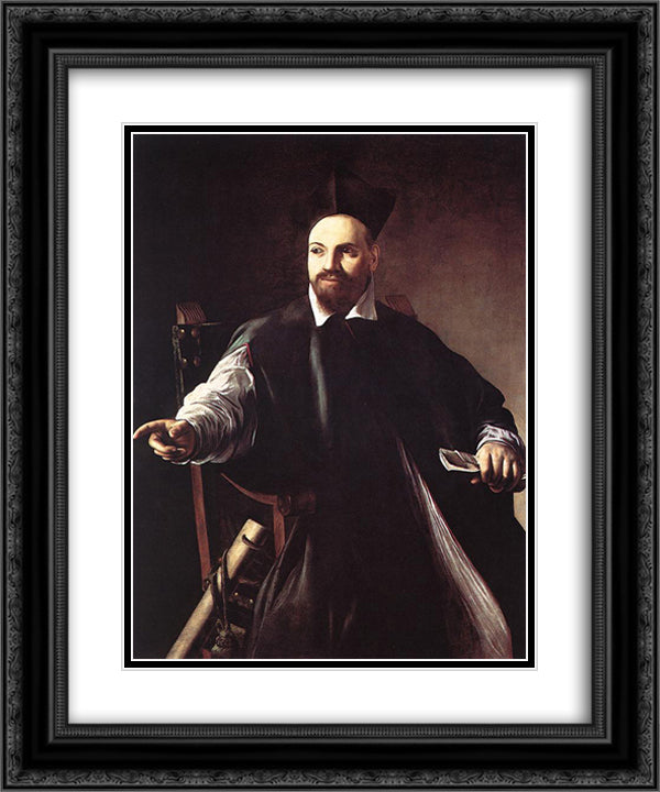 Portrait of Maffeo Barberini 20x24 Black Ornate Wood Framed Art Print Poster with Double Matting by Caravaggio