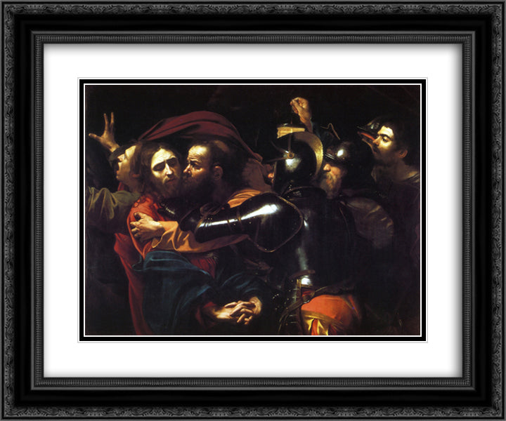 Taking of Christ 24x20 Black Ornate Wood Framed Art Print Poster with Double Matting by Caravaggio